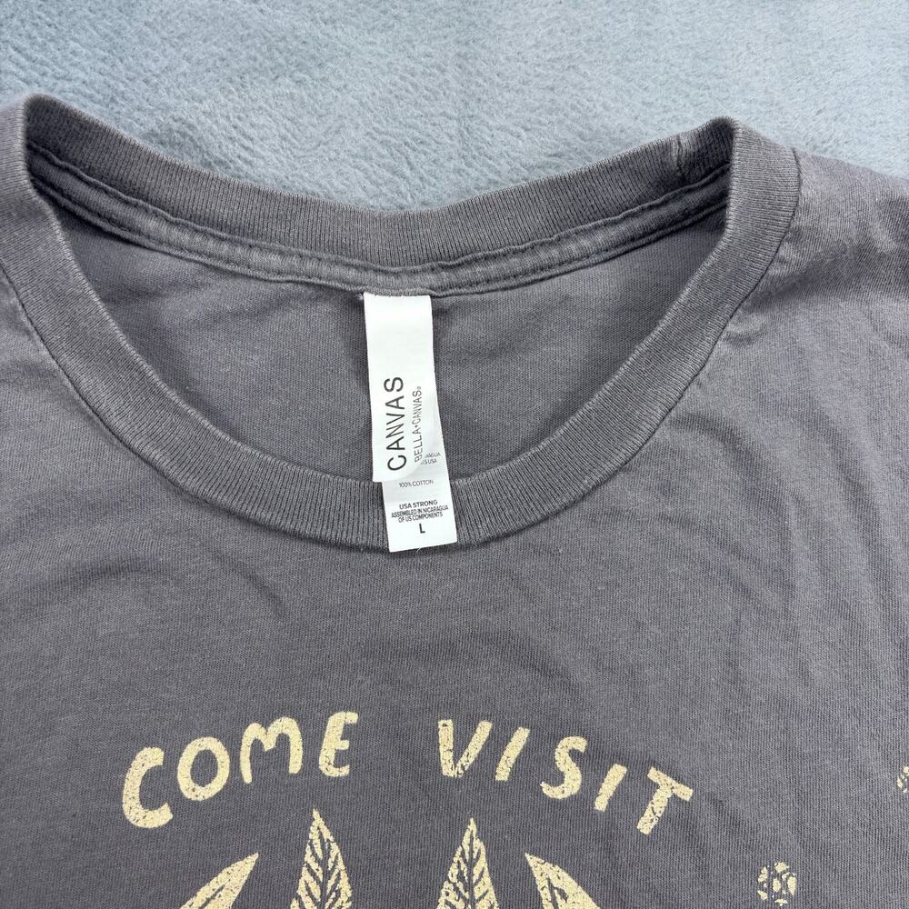 Mothman "Come Visit" T-Shirt Size Large Brown Cotton Cryptic Point Pleasant, WV - Picture 3 of 6